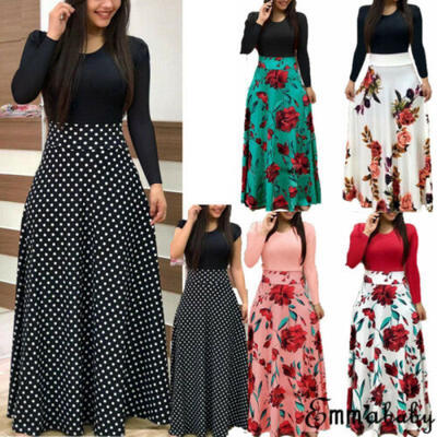 

US Women Floral Boho Maxi Dress Hawiian Evening Party Beach Casual Long Sundress