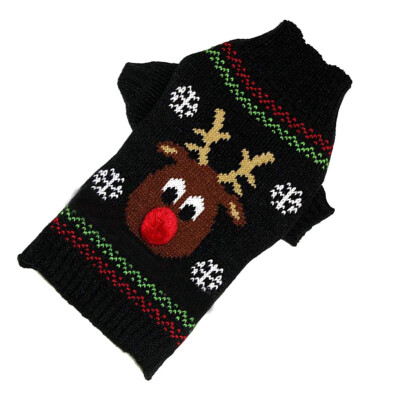 

Christmas Pets Sweater Turtleneck Winter Warm Cartoon Jumpers Adorable Knitted Clothes SML