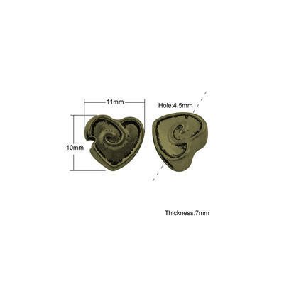 

Tibetan Silver European Beads Large Hole Beads Nickel Free & Lead Free Heart Antique Bronze 10x11x7mm Hole 45mm