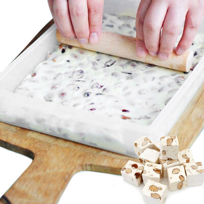 

DIY Handmade Nougat Mold Non-stick Mat Wooden Ruler Rolling Pin Baking Tools