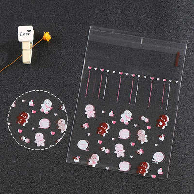 

100 Pcs Christmas Halloween Santa Claus Snowman Pattern Biscuit Candy Cookies Packing Bag Wrappers Snack Pouch