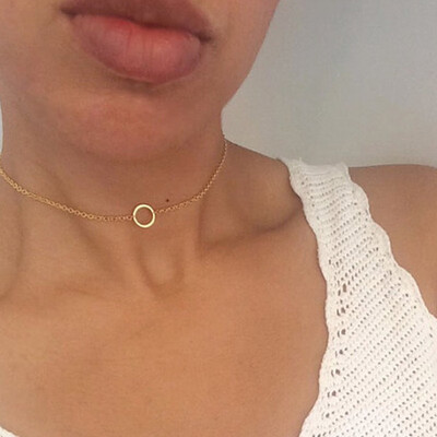 

AliExpress explosion manufacturers wholesale simple chain metal ring short necklace chain necklace European&American foreign trade jewelry