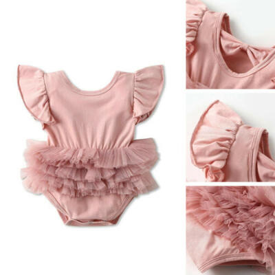 

US Cute Newborn Kid Baby Girls Princess Romper Fly Sleeve Jumpsuit Tutu Outfits