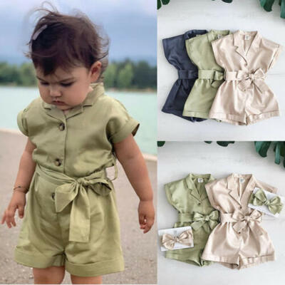 

US Cute Newborn Baby Girl Solid Color Romper Bodysuit Jumpsuit Outfits Sunsuit