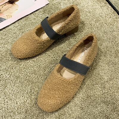 

Coarse-heeled Grandmas Shoes Female Autumn Korean Version Baitao Square-headed Single Shoes Fairy Shoes Wear Fur Shoes Outside