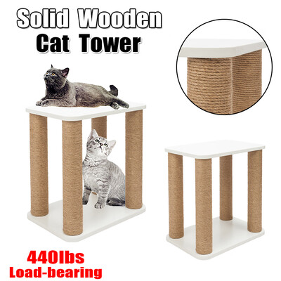 

Cat Tree Pet Climbing Furniture Wooden Scratching Tower Post Activity Center