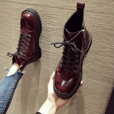 

Retro locomotive Martin boot girl autumn European&American college style flat bottom British style personality boots