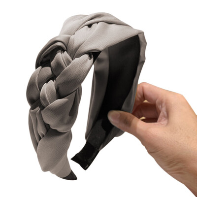 

Solid Color Ladies Kawaii Hairband Headwear Women Twist Side Knot Wide-brimmed Headband