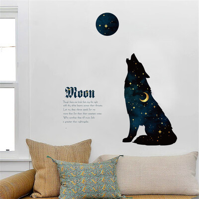 

〖Follure〗DIY Cartoon Starry Night Wolf Removable Wall Decal Family Home Sticker