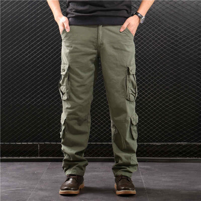 

SQSI mens summer trousers loose casual pants loose tight waist multi-pocket pants thin section 4937