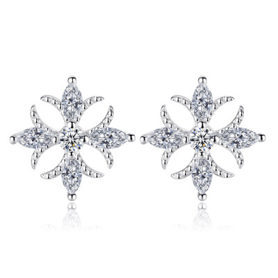 

Fashion Womens Flowers Zircon Crystal Stud Earrings