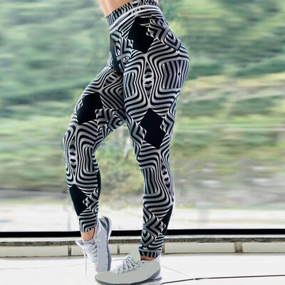 

Tailored Womens Casual Ripple Digital Print High Waist Sports Yoga Pants