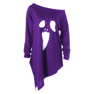 

Halloween Plus Size Skew Neck Graphic Asymmetric Sweatshirt