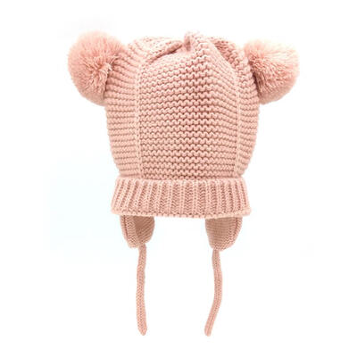 

Fashion Children Girls Solid Color Warm Hat Hair Ball Knitted Beanie Cap