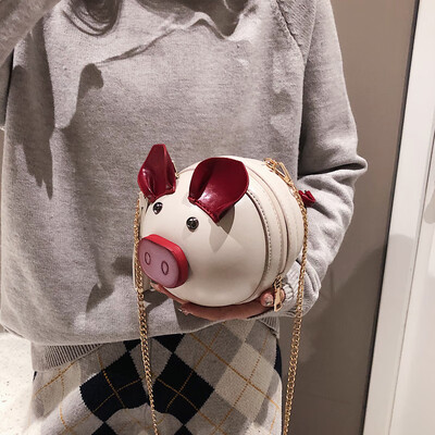 

Bag female 2019 new Korean version of the cartoon cute cute pig bag personality chain girl student shoulder Messenger bag