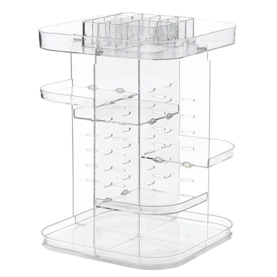 

Makeup Organizer 360 Degree Rotation Multi-Functional Cosmetic Display Case Storage Box DIY Adjustable Height for Brushes Lipstick