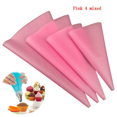 

4 color optional silicone pastry bag 4pcspack mixed 4 size blue pink green white cake decoration baking tools without nozzles