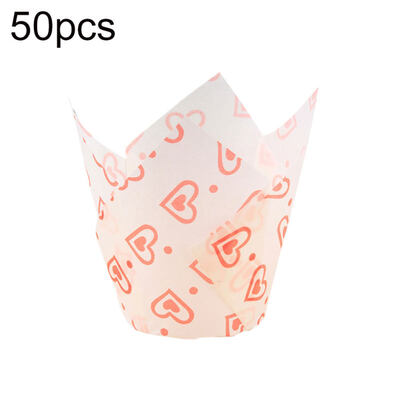 

50Pcs Oil-proof Tulip Cake Cup Muffin Cupcake Liner Paper Dessert Baking Holder