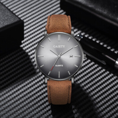 

Gobestart Fashion Simple Simple Casual Calendar Business Leather With Strap Mens Watch