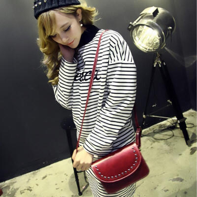 

Women Rivet handbag Leather Shoulder mini messenger bag