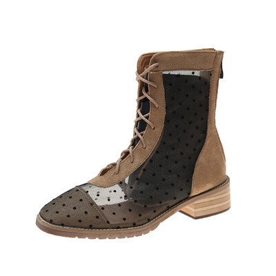 

Boots female Xia Martins hollow short boots wave net boots thick bottom Roman strap sandals breathable ins tide