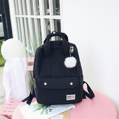 

Large Capacity Solid Color Waterproof Nylon Casual Backpack School Bag