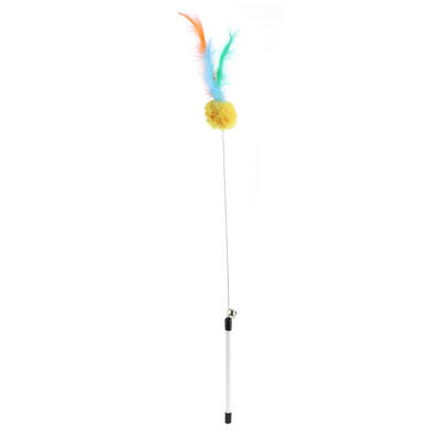 

Feather Steel Wire Plush Ball Cat Stick Kitten Tease Rod Pet Toy with Bell