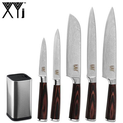 

XYj Stainless Steel Knives Set 8 Chef 8 Slicing 7 Santoku 5Utility 35 Paring Knife Kitchen Accessory 8 Knife Holder