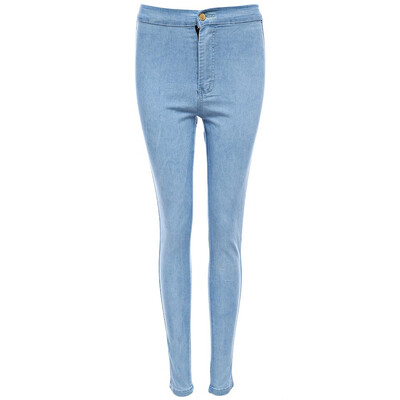 

Trendy High Waist Button Design Skinny Women Jeans
