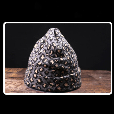 

Tailored Womens Winter Warm Leopard Print Knitted Sleeve Hat Plus Velvet Wooly Cap Retro