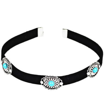 

Fashion Ethnic Vintage Black Brown Leather Choker Necklace Women