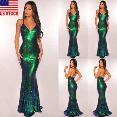 

NEW Women Bandage Sleeveless Evening Party Cocktail Dress Sequin Mermaid Cosplay