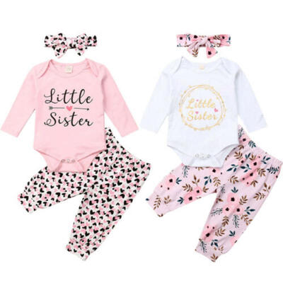 

2019 Newborn Infant Baby Girl Outfits Clothes Romper Bodysuit Pants Legging Set