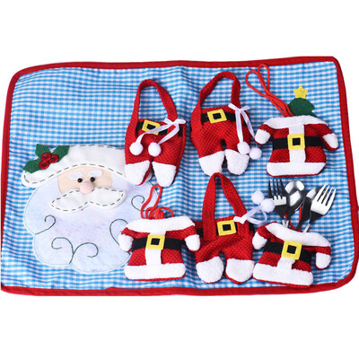 

Gobestart 6Pcs Christmas Decorations Santa Silverware Holders Pockets Dinner Decor