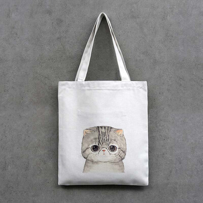 

Tailored Fashion Women Canvas Printing Cute Cat Shoulder Bags Large Capacity Shopping Bag