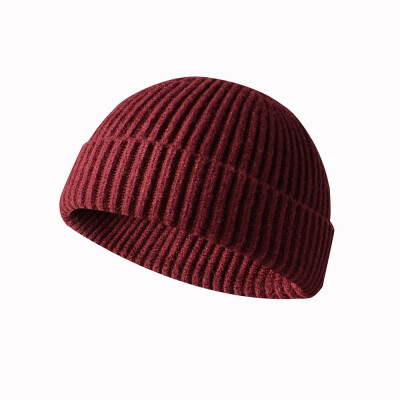 

Men Women Winter Knitted Hat Beanie Skullcap Sailor Cap Cuff Brimless Retro Warm