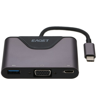 

EAGET Mulifunction Type-C to C VGA USB 30 Adapter 4 in 1 Male To Female HUB Converter with PD for MacBook Notebook Laptop Com