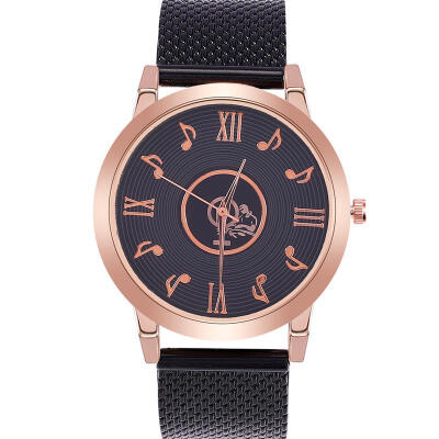 

2018 Retro Musical Design Watch Large Dial Mesh Strap Stainless Steel Analog Quartz Wristwatch Women Lady Watches Reloj Mujer