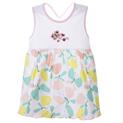 

Random Color Infant Summer Baby Girls Cute Embroidery Sleeveless Lovely O-neck A-Line Mini Dress
