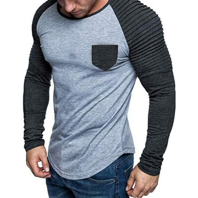 

Mens Casual Fitness T-Shirt Tops Round Neck Long Sleeve Slim Fit Blouse L3XL