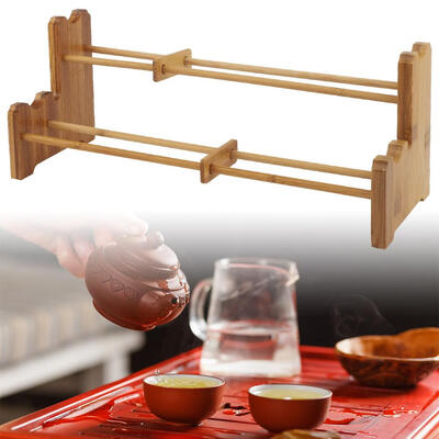 

Greensen Double Cup Holder Bamboo Accessories Ebony Tea Cup Holder Teacup DecorationTeacup DecorationEbony Teacup Holder