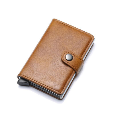 

RFID Blocking Wallet Aluminum Alloy Automatic Men PU Leather Bank Card Credit Card Holder