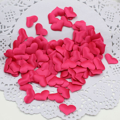 

FUNNYBUNNY 100pcspack Satin Padded Fabric Scatter Love Heart Table Decoration Wedding Favour Decor DIY