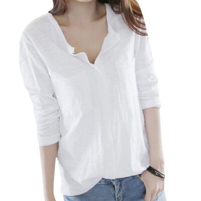 

Women Fashion Casual Long Sleeve V-Neck Blouse Casual Plus Sizes Harajuku