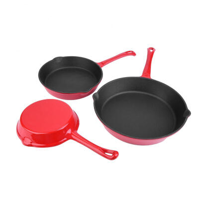 

Greensen 3 Pcs Enameled Cast Iron Skillet Pre-Seasoned Pan Professional Cookware