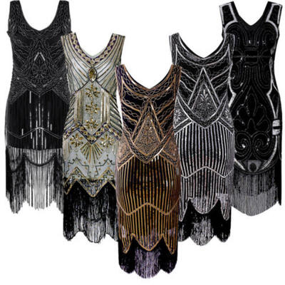 

Sequin Vintage Gatsby Fringe 1920s Flapper Dress Party Evening Prom Dresses