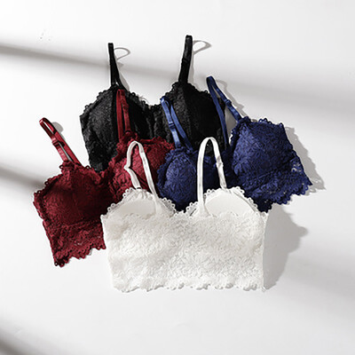 

〖Follure〗4PC Women Sexy Bra Solid Vest Lace Seamless Breathable Push Up Top Underwear