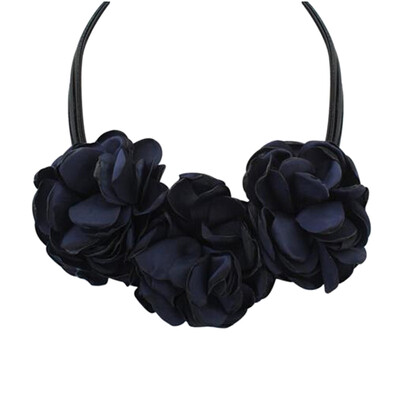 

Fashion Bohemia Fabric Rose Flower Choker Necklace Vintage Women Statement Necklace