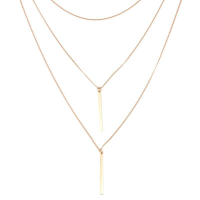 

Personality Trend Models Multi-layer Clavicle Chain Strip Pendant Ladies Bohemian Necklace