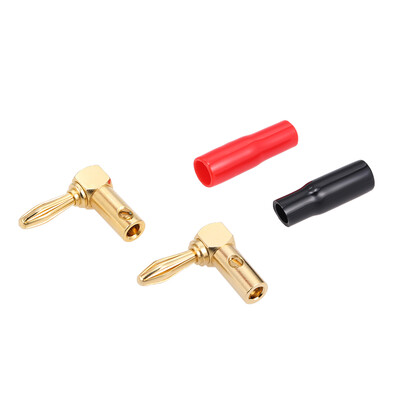 

Connector with Black Red Banana Plug at Right Angle 24 K Plated Banana Cable Screw Plug Connector